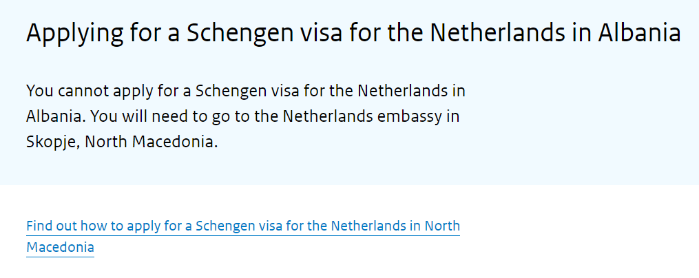 applying netherlands schengen visa from albania online