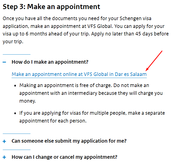appointment online netherlands visa application form