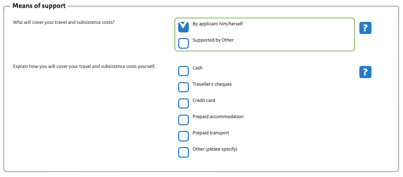 means of support online netherlands visa application form